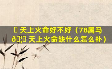 ☘ 天上火命好不好（78属马 🦆 天上火命缺什么怎么补）